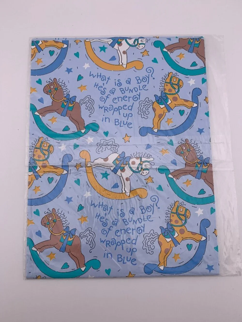 Vintage Baby Gift Wrap Paper Lot Boy Girl Nursery Print American Greetings X 2